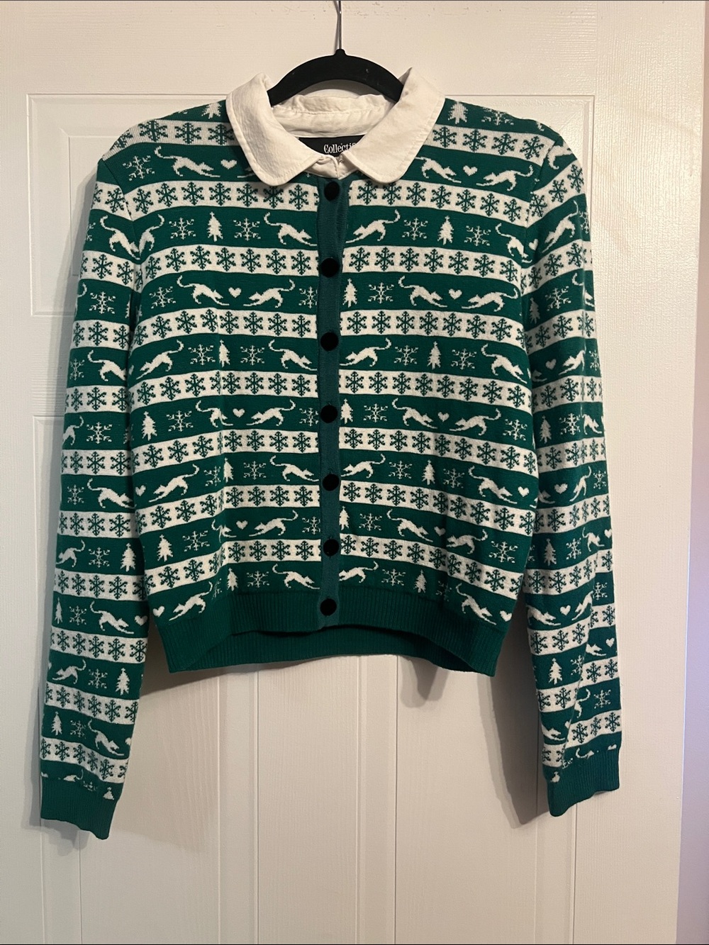 Collectif Modcloth Milicent Cat Cardigan Christmas Sweater XL - Picture 3 of 5